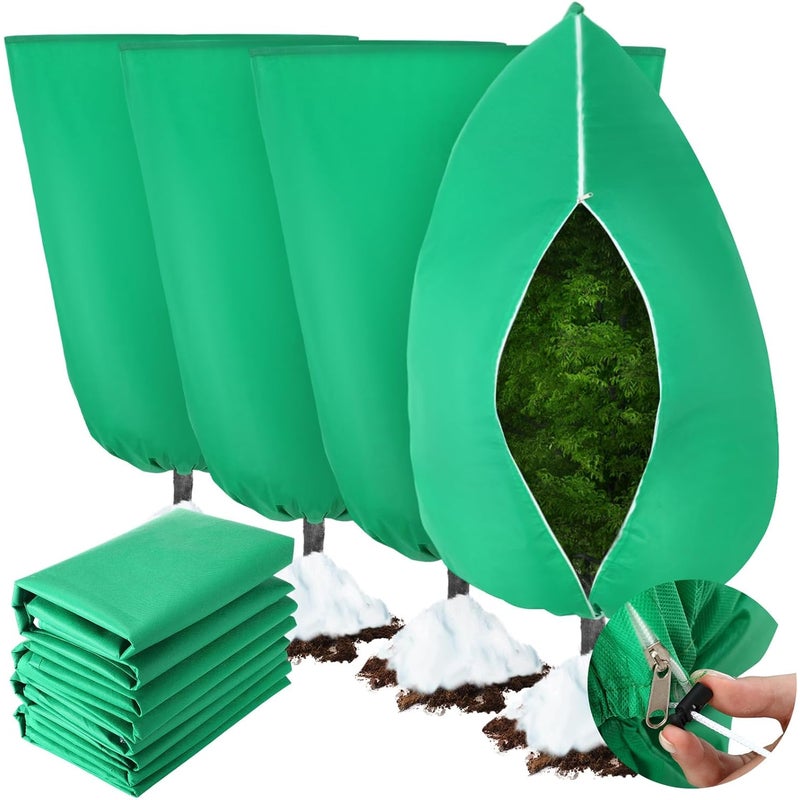 Osłony roślin na zimę - z zamkiem błyskawicznym i sznurkiem - Chroń rośliny zimą - Opakowanie 4 szt., zielone, 80 x 120 cm