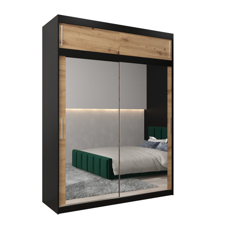 Szafa przesuwna z nadstawką garderoba TOKYO 3 180 x 62 x 240 cm Czarny + Artisan - Abiks Meble