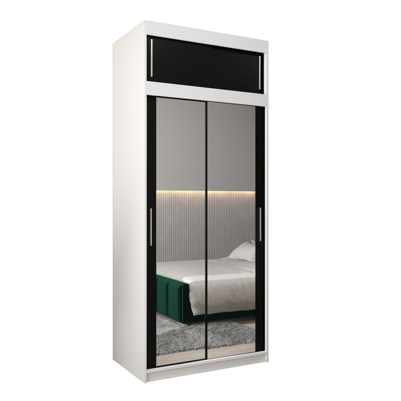 Szafa przesuwna z nadstawką garderoba TOKYO 3 100 x 62 x 240 cm Biały + Czarny - Abiks Meble