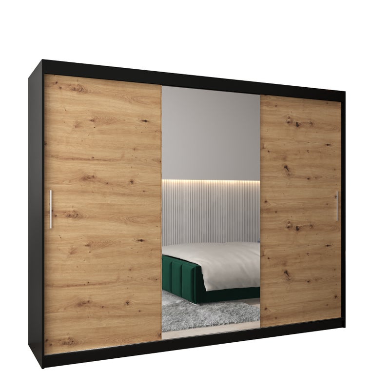 Szafa przesuwna garderoba TOKYO 1 250 x 62 x 200 cm Czarny + Artisan - Abiks Meble