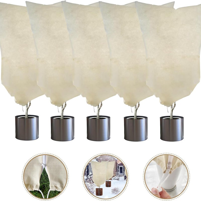 Osłony na rośliny zimowe - z suwakiem i ściągaczem - do ochrony roślin zimą - zestaw 5 szt., żółte, 60 x 80 cm