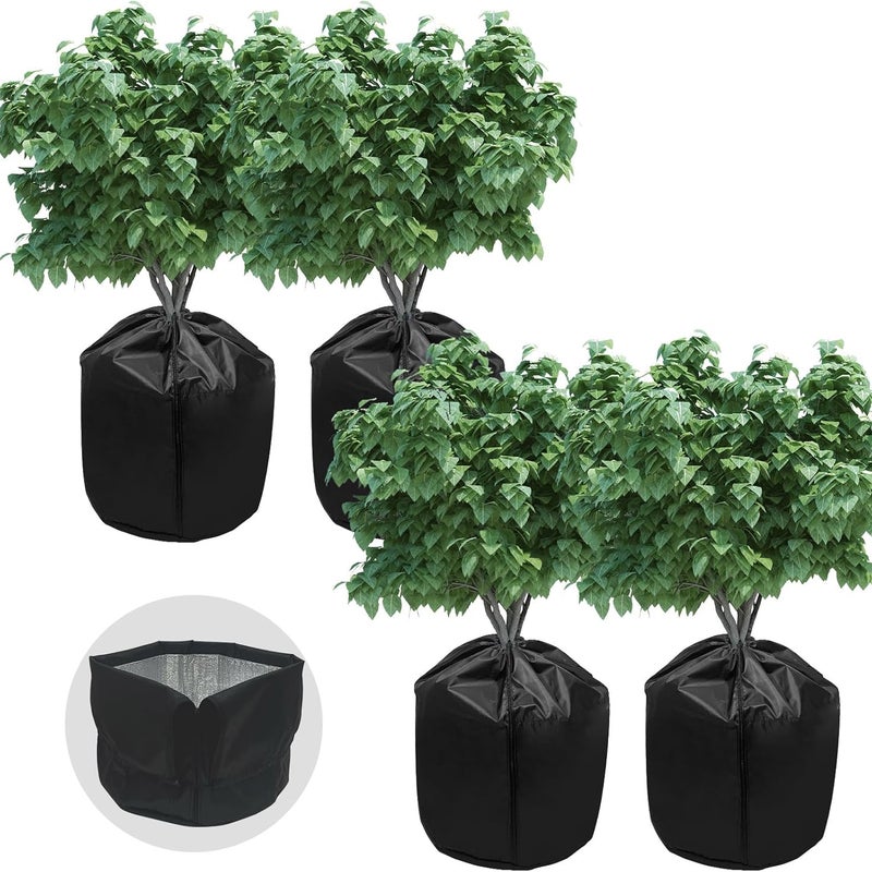 Zimowe osłony na doniczki - ze ściągaczem - do drzew owocowych itp. na zewnątrz - zestaw 4 szt., czarne, 40×40 cm