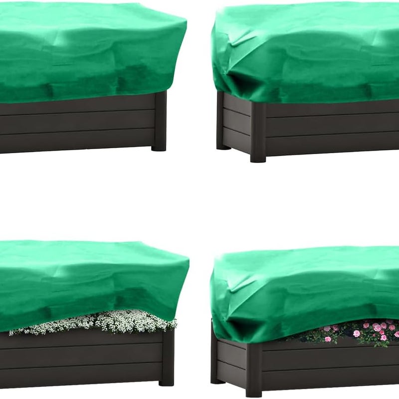 Kwadratowa osłona ściółkująca - idealna do ochrony roślin ogrodowych zimą - ze ściągaczem, 4 sztuki, zielona, 80 × 60 × 40 cm