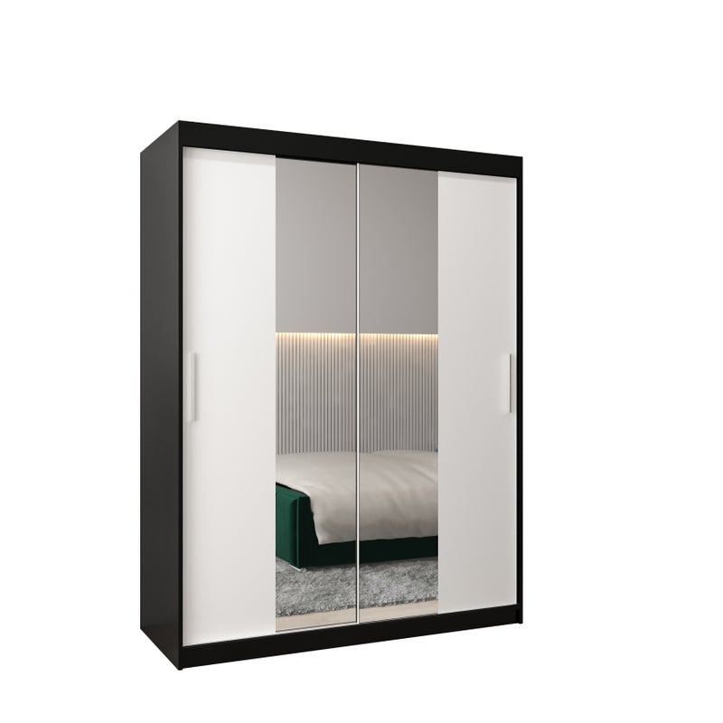 Szafa przesuwna garderoba TOKYO 1 150 x 62 x 200 cm Czarny + Biały - Abiks Meble
