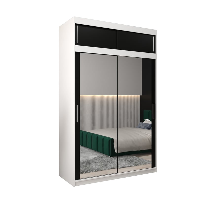 Szafa przesuwna z nadstawką garderoba TOKYO 3 150 x 62 x 240 cm Biały + Czarny - Abiks Meble