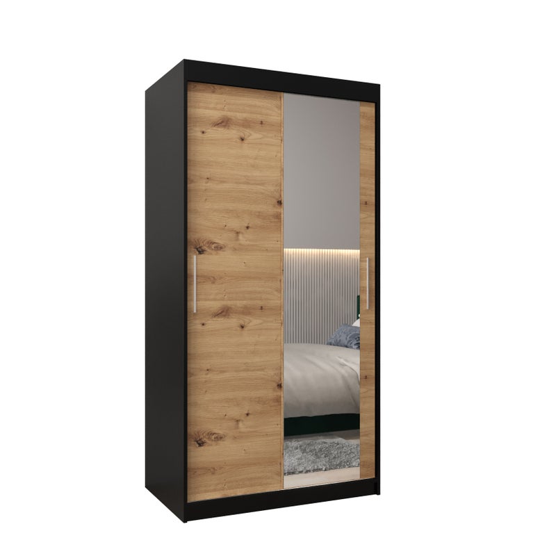 Szafa przesuwna garderoba TOKYO 2 100 x 62 x 200 cm Czarny + Artisan - Abiks Meble