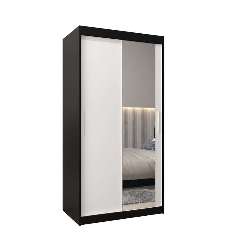 Szafa przesuwna garderoba TOKYO 2 100 x 62 x 200 cm Czarny + Biały - Abiks Meble