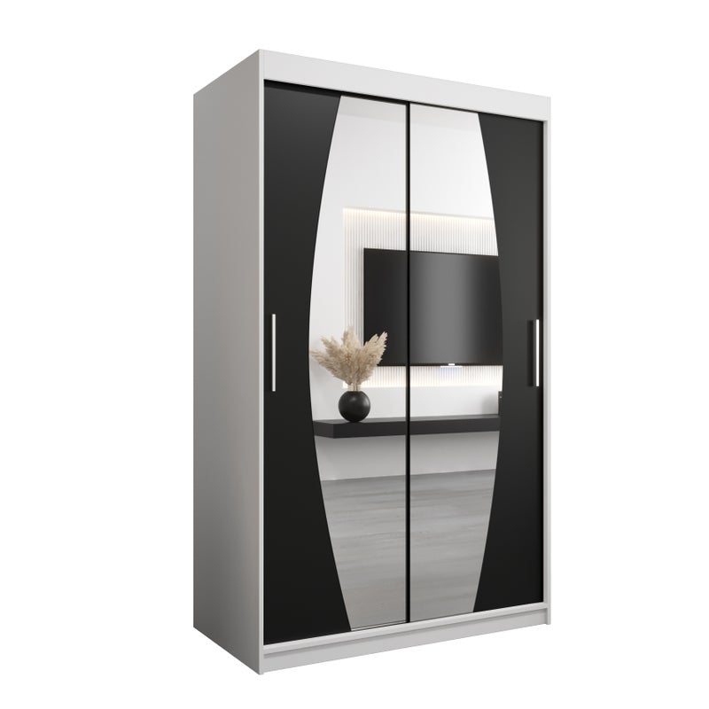Szafa przesuwna garderoba ELYPSE 120 x 62 x 200 cm Biały + Czarny - Abiks Meble