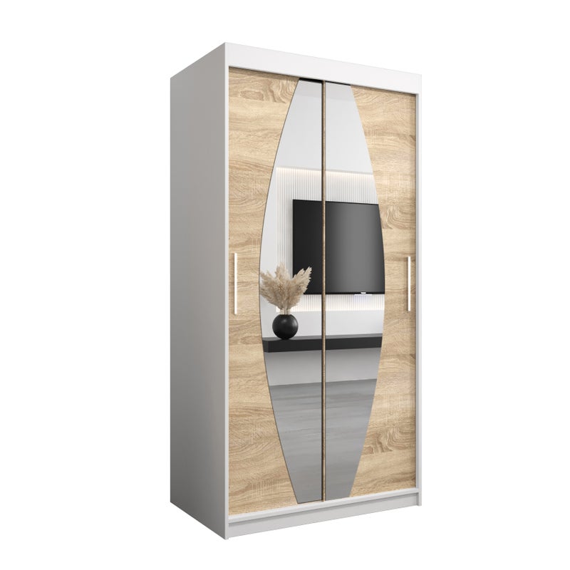 Szafa przesuwna garderoba ELYPSE 100 x 62 x 200 cm Biały + Sonoma - Abiks Meble