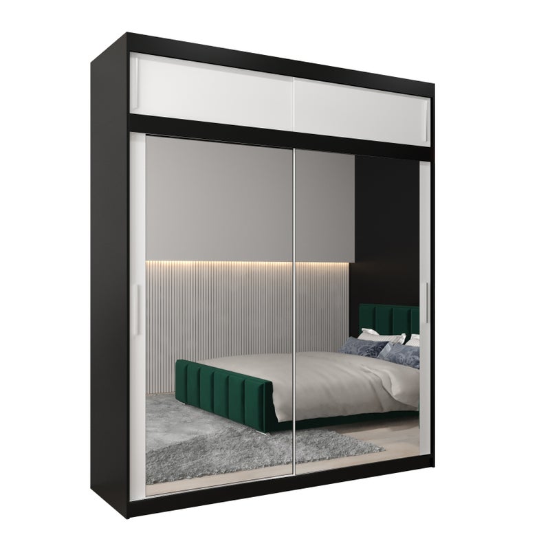 Szafa przesuwna z nadstawką garderoba TOKYO 3 200 x 62 x 240 cm Czarny + Biały - Abiks Meble