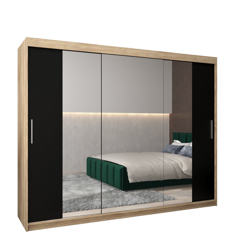 Szafa przesuwna garderoba TOKYO 2 250 x 62 x 200 cm Sonoma + Czarny - Abiks Meble