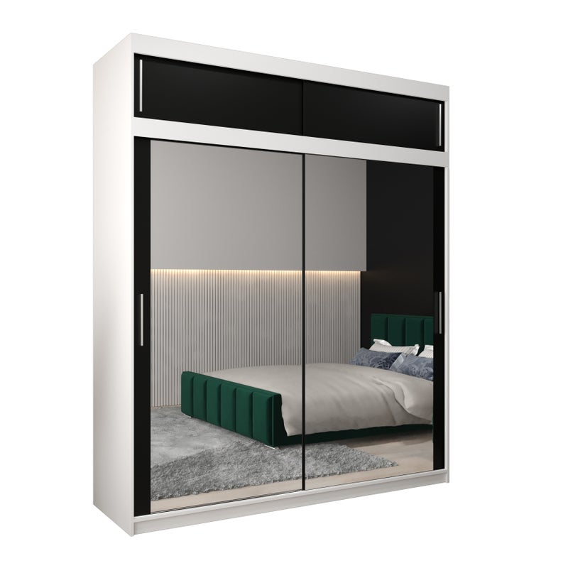 Szafa przesuwna z nadstawką garderoba TOKYO 3 200 x 62 x 240 cm Biały + Czarny - Abiks Meble