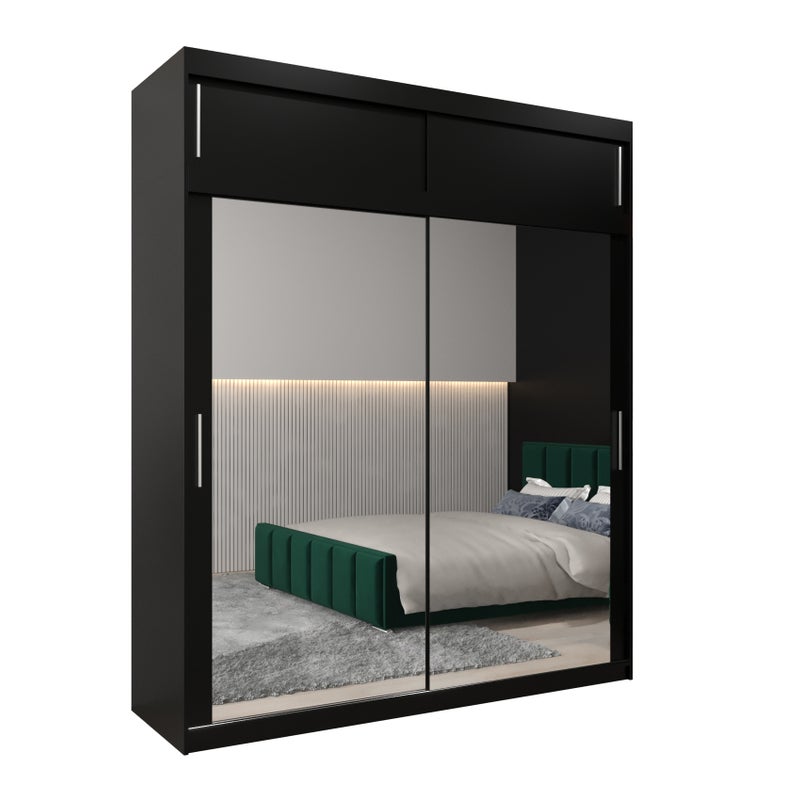 Szafa przesuwna z nadstawką garderoba TOKYO 3 200 x 62 x 240 cm Czarny + Czarny - Abiks Meble