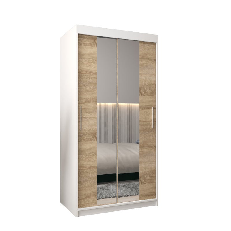 Szafa przesuwna garderoba TOKYO 1 100 x 62 x 200 cm Biały + Sonoma - Abiks Meble