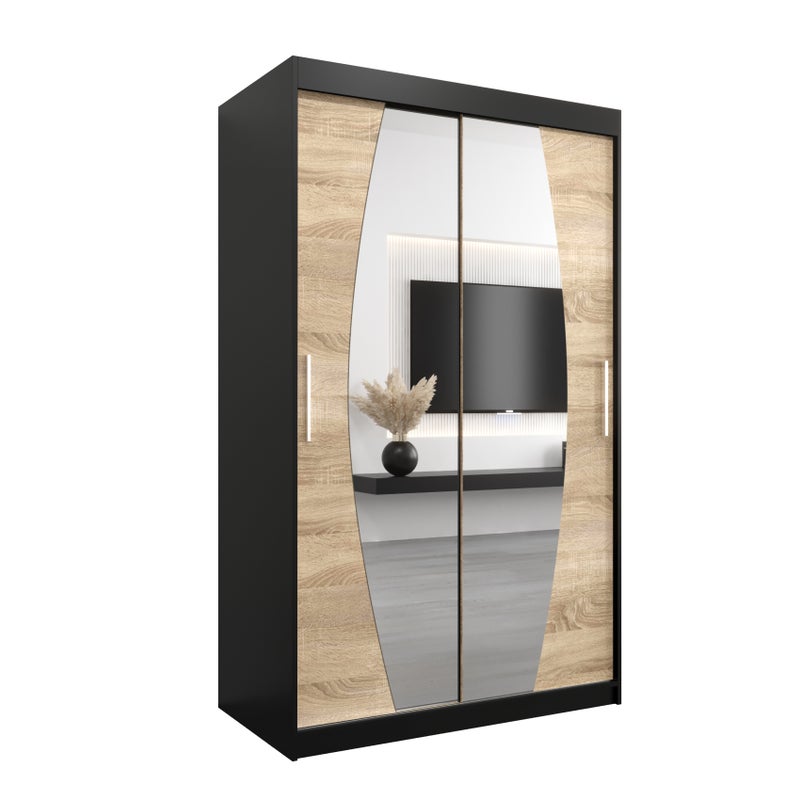 Szafa przesuwna garderoba ELYPSE 120 x 62 x 200 cm Czarny + Sonoma - Abiks Meble