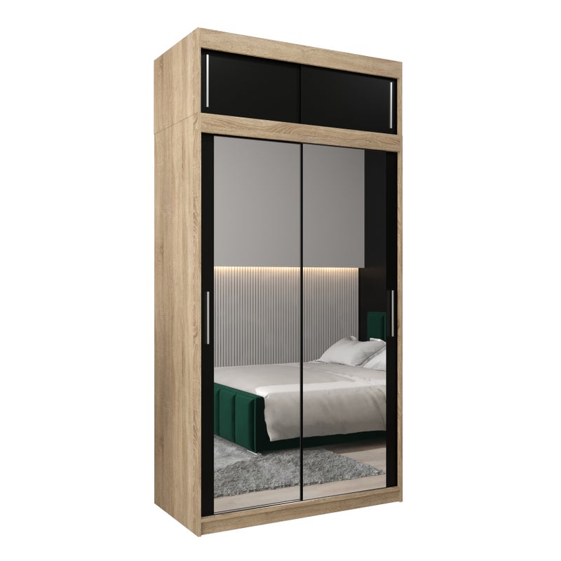 Szafa przesuwna z nadstawką garderoba TOKYO 3 120 x 62 x 240 cm Sonoma + Czarny - Abiks Meble