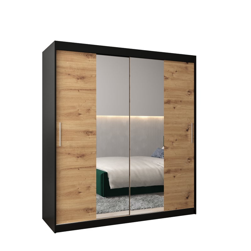Szafa przesuwna garderoba TOKYO 1 180 x 62 x 200 cm Czarny + Artisan - Abiks Meble