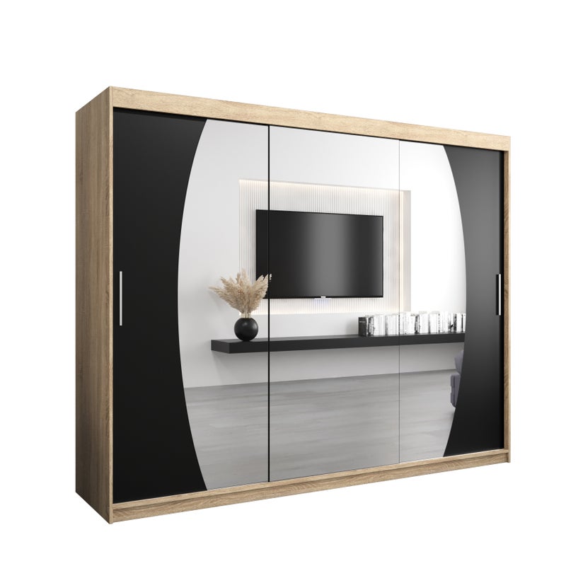 Szafa przesuwna garderoba ELYPSE 250 x 62 x 200 cm Sonoma + Czarny - Abiks Meble