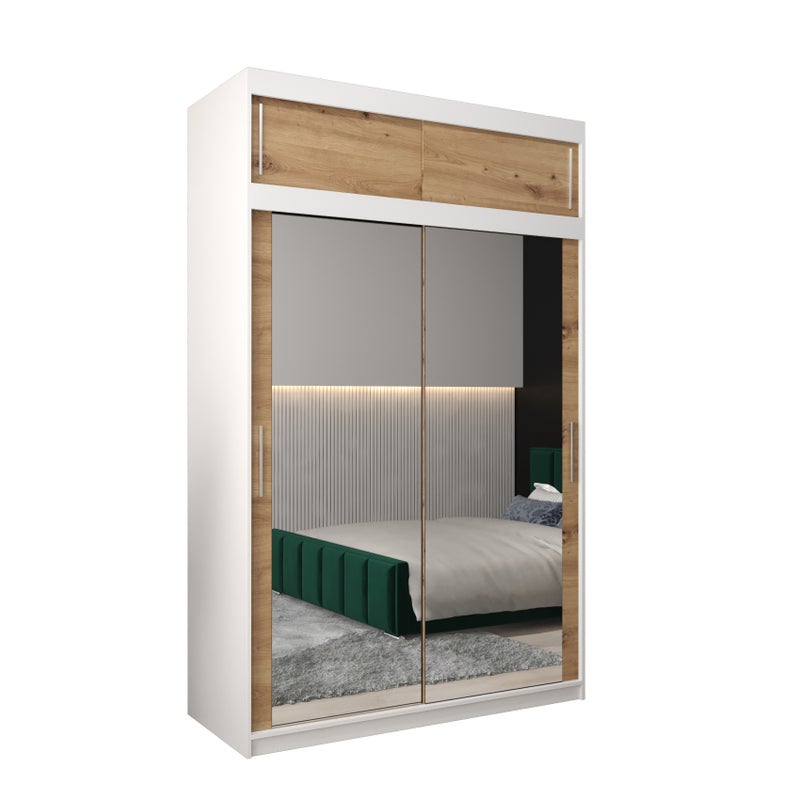 Szafa przesuwna z nadstawką garderoba TOKYO 3 150 x 62 x 240 cm Biały + Artisan - Abiks Meble