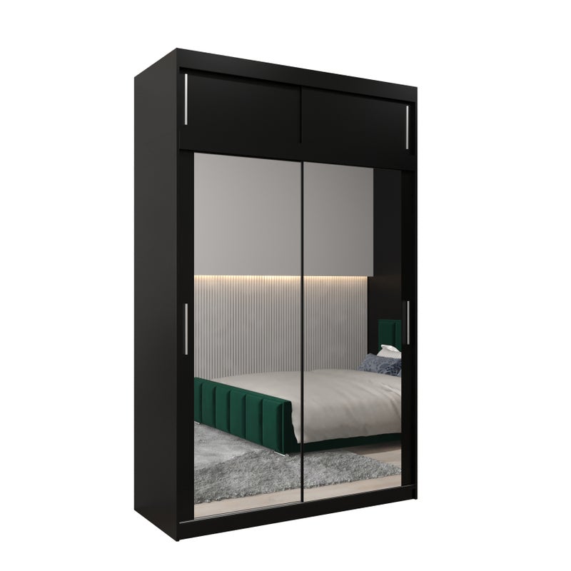 Szafa przesuwna z nadstawką garderoba TOKYO 3 150 x 62 x 240 cm Czarny + Czarny - Abiks Meble