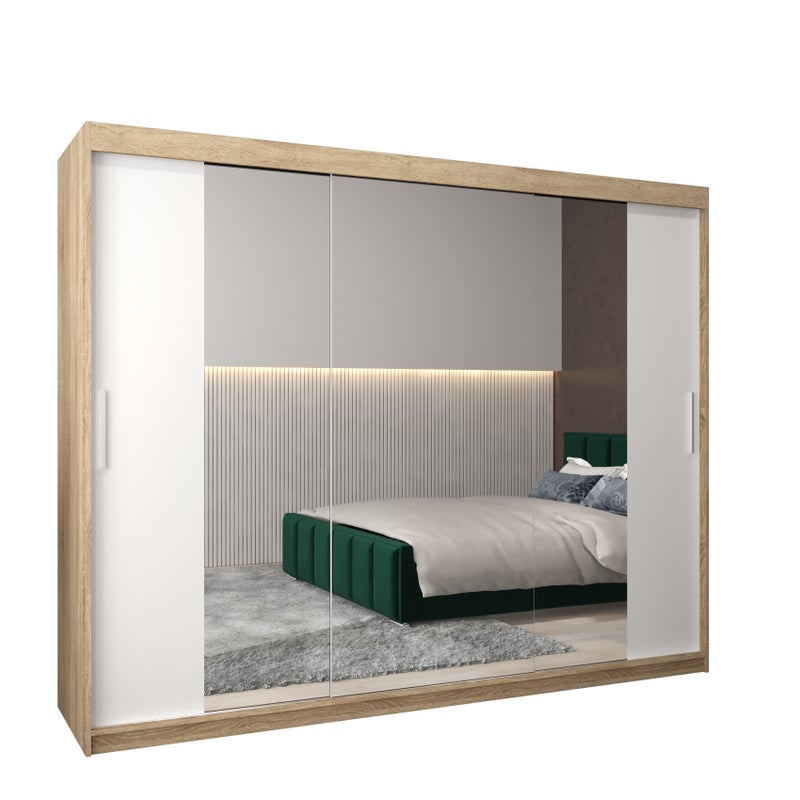 Szafa przesuwna garderoba TOKYO 2 250 x 62 x 200 cm Sonoma + Biały - Abiks Meble