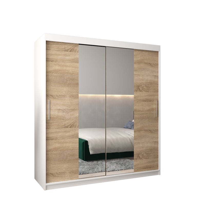 Szafa przesuwna garderoba TOKYO 1 180 x 62 x 200 cm Biały + Sonoma - Abiks Meble