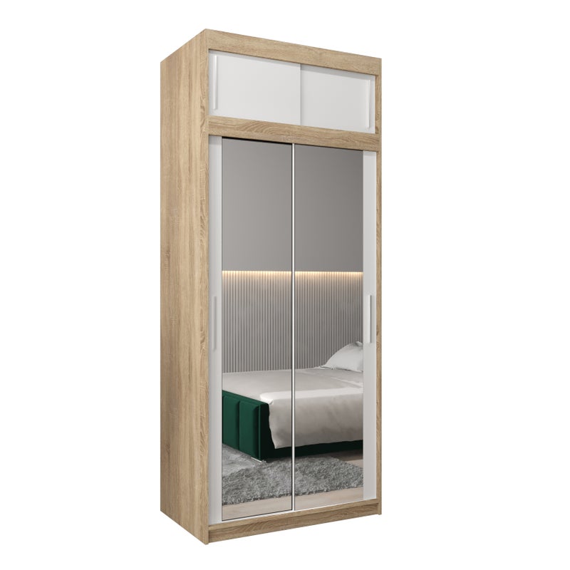 Szafa przesuwna z nadstawką garderoba TOKYO 3 100 x 62 x 240 cm Sonoma + Biały - Abiks Meble