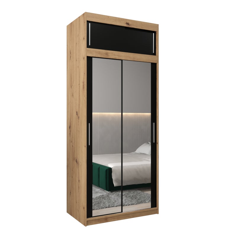 Szafa przesuwna z nadstawką garderoba TOKYO 3 100 x 62 x 240 cm Artisan + Czarny - Abiks Meble