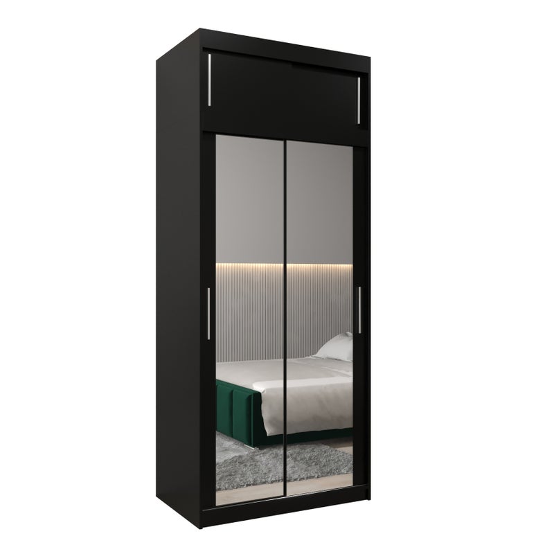 Szafa przesuwna z nadstawką garderoba TOKYO 3 100 x 62 x 240 cm Czarny + Czarny - Abiks Meble