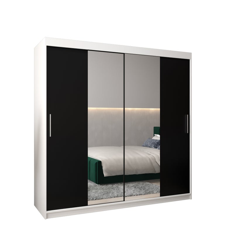 Szafa przesuwna garderoba TOKYO 1 200 x 62 x 200 cm Biały + Czarny - Abiks Meble