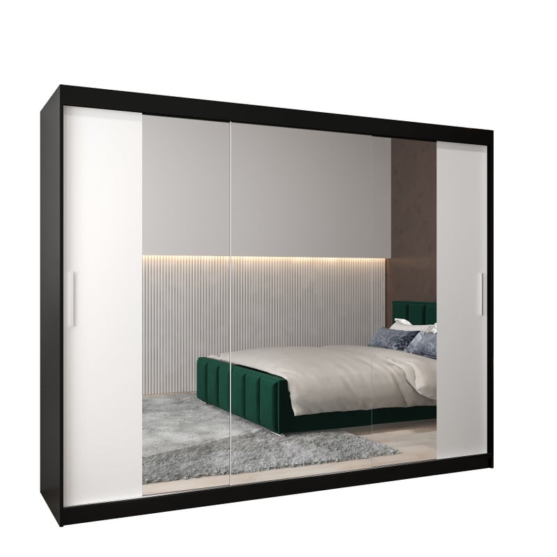 Szafa przesuwna garderoba TOKYO 2 250 x 62 x 200 cm Czarny + Biały - Abiks Meble