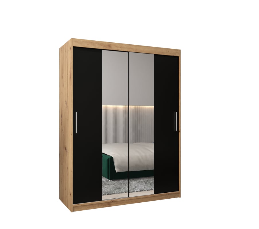 Szafa przesuwna garderoba TOKYO 1 150 x 62 x 200 cm Artisan + Czarny - Abiks Meble