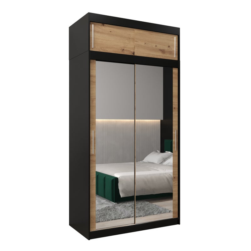 Szafa przesuwna z nadstawką garderoba TOKYO 3 120 x 62 x 240 cm Czarny + Artisan - Abiks Meble