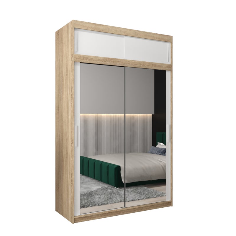 Szafa przesuwna z nadstawką garderoba TOKYO 3 150 x 62 x 240 cm Sonoma + Biały - Abiks Meble