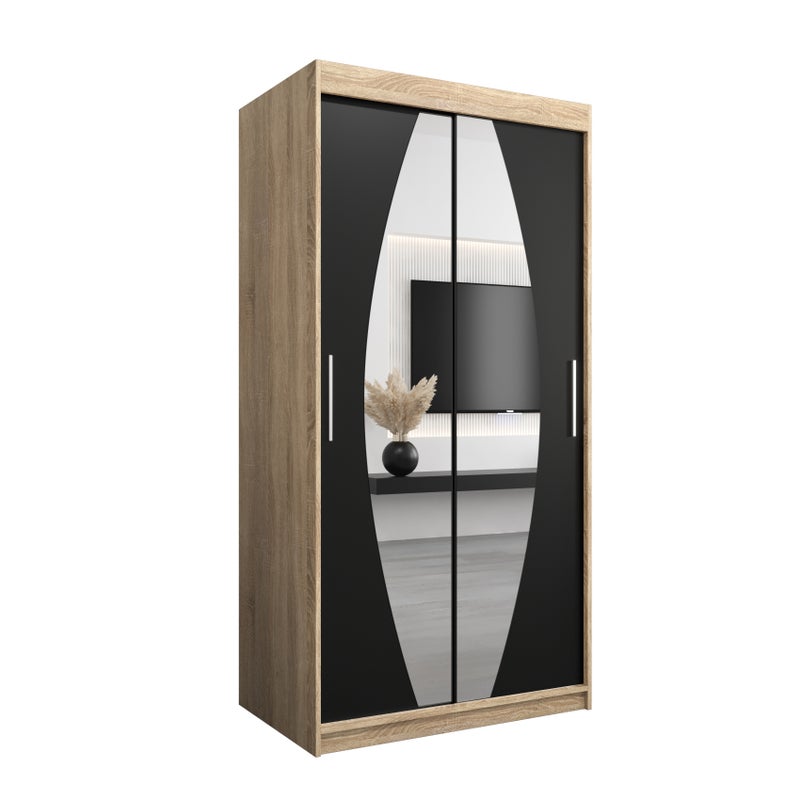 Szafa przesuwna garderoba ELYPSE 100 x 62 x 200 cm Sonoma + Czarny - Abiks Meble