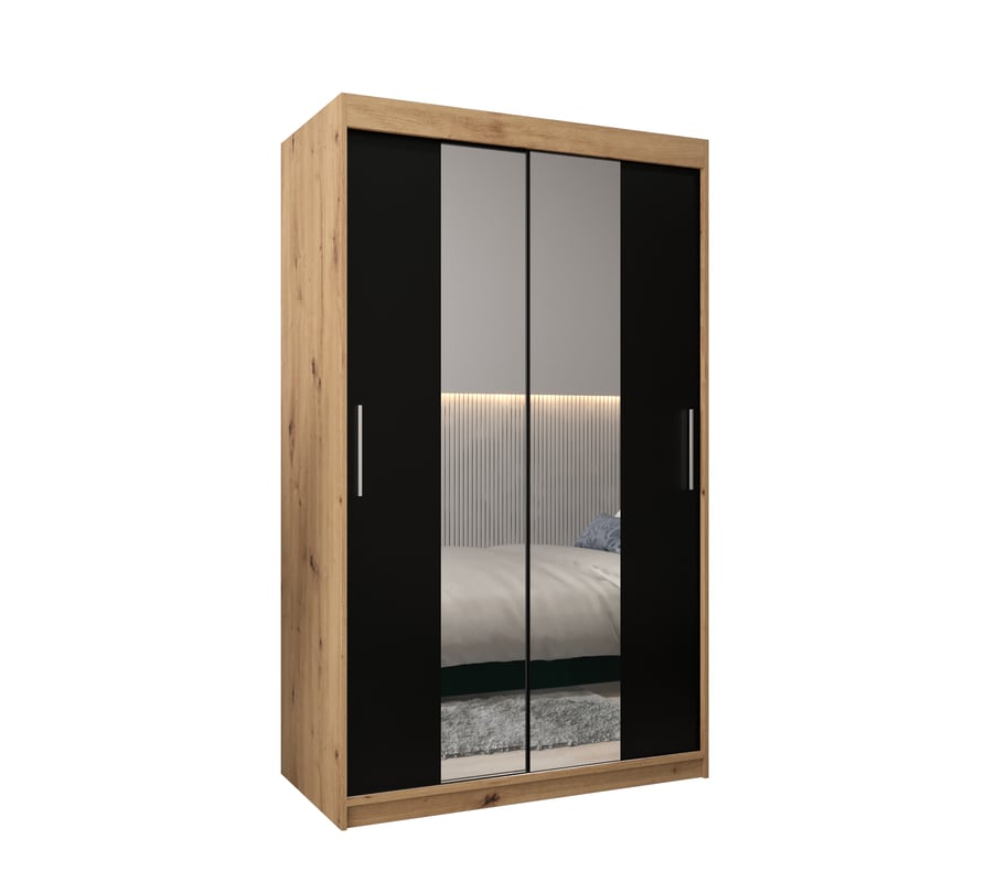 Szafa przesuwna garderoba TOKYO 1 120 x 62 x 200 cm Artisan + Czarny - Abiks Meble