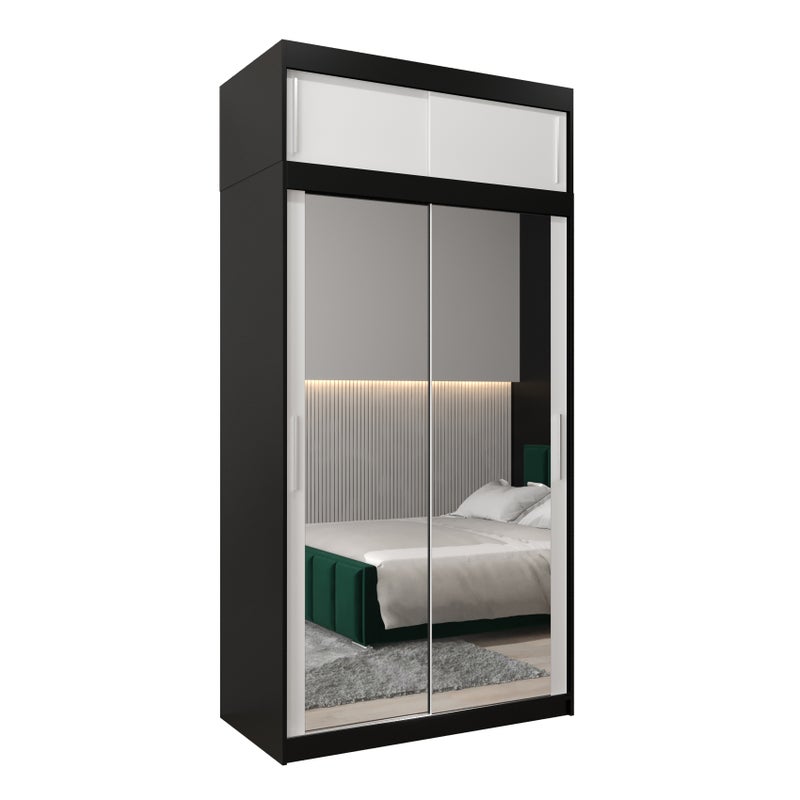 Szafa przesuwna z nadstawką garderoba TOKYO 3 120 x 62 x 240 cm Czarny + Biały - Abiks Meble