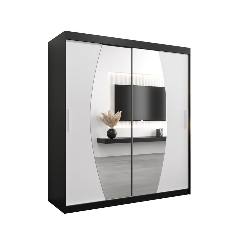 Szafa przesuwna garderoba ELYPSE 180 x 62 x 200 cm Czarny + Biały - Abiks Meble