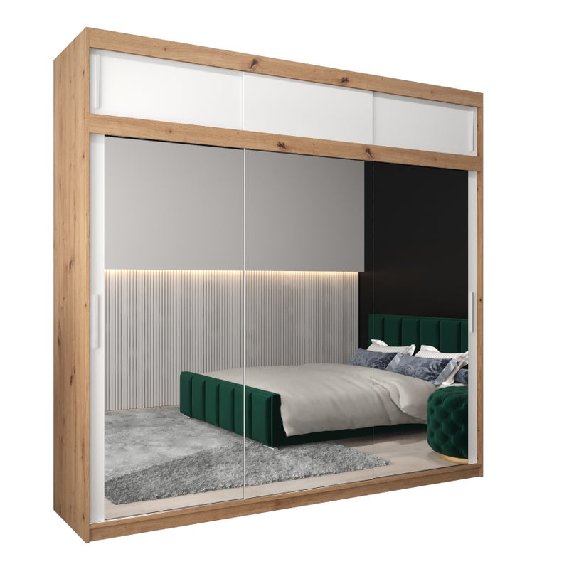 Szafa przesuwna z nadstawką garderoba TOKYO 3 250 x 62 x 240 cm Artisan + Biały - Abiks Meble