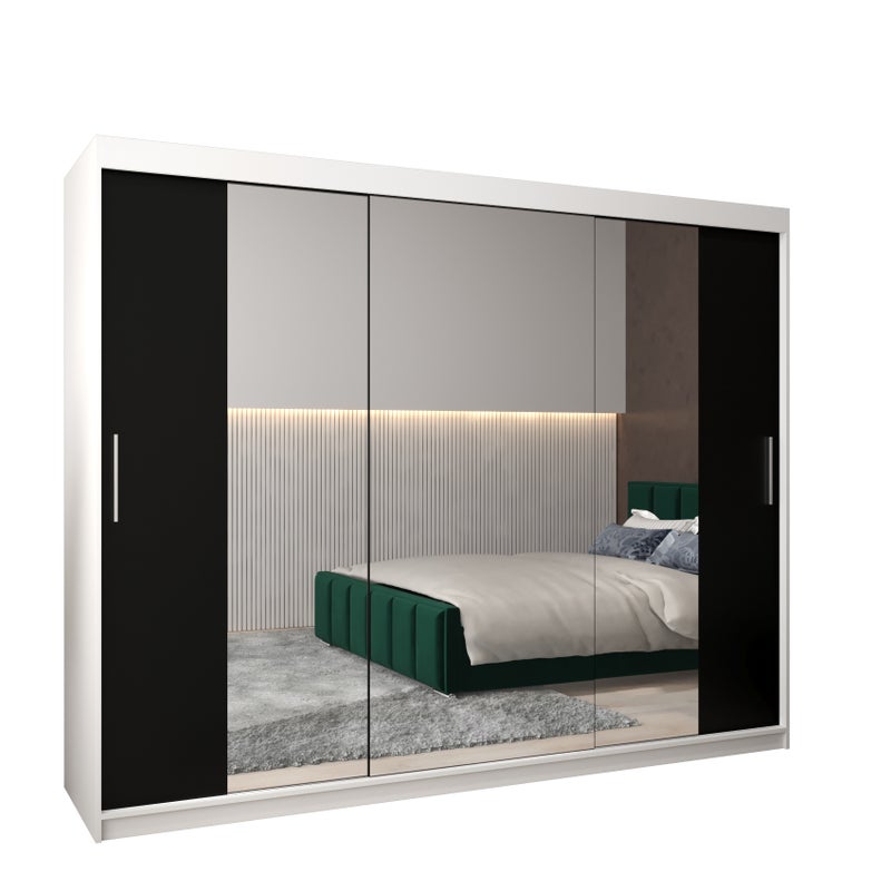 Szafa przesuwna garderoba TOKYO 2 250 x 62 x 200 cm Biały + Czarny - Abiks Meble