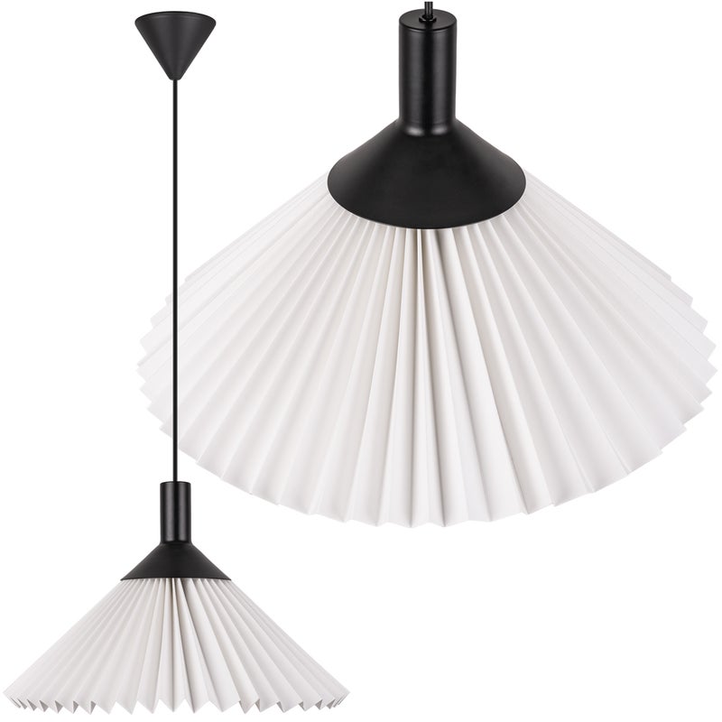 Lampa sufitowa wisząca E27 ozdobna Papierowa Klosz BIAŁY z regulowanym kablem Lekki Żyrandol harmonijka - LEDHOFF