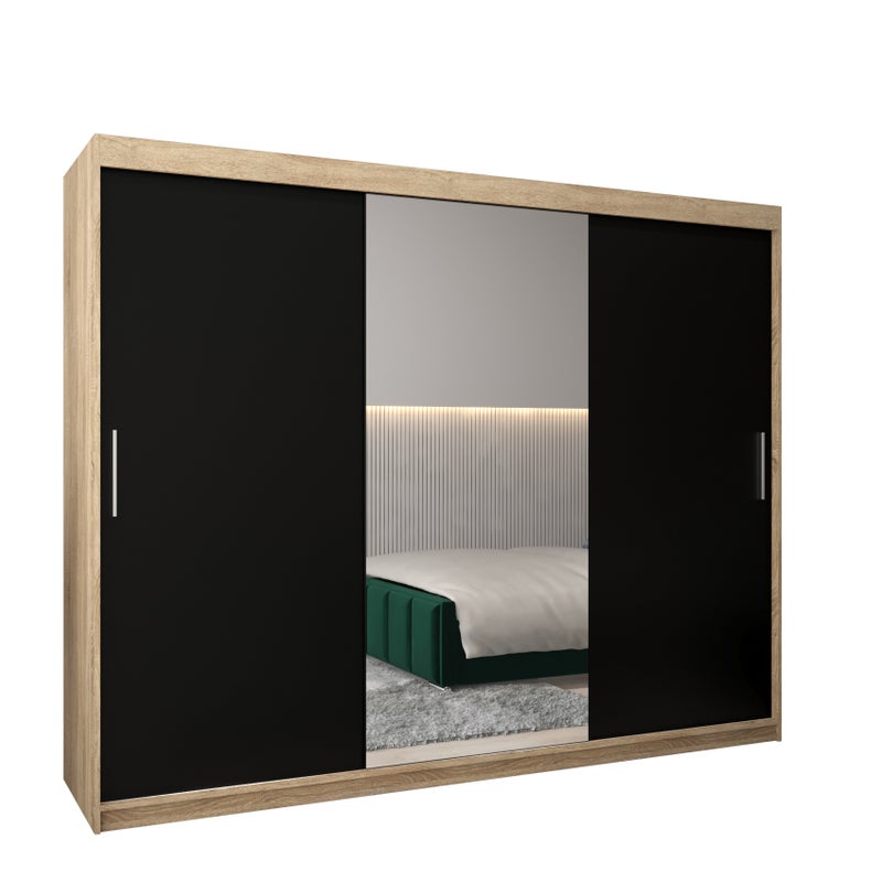 Szafa przesuwna garderoba TOKYO 1 250 x 62 x 200 cm Sonoma + Czarny - Abiks Meble