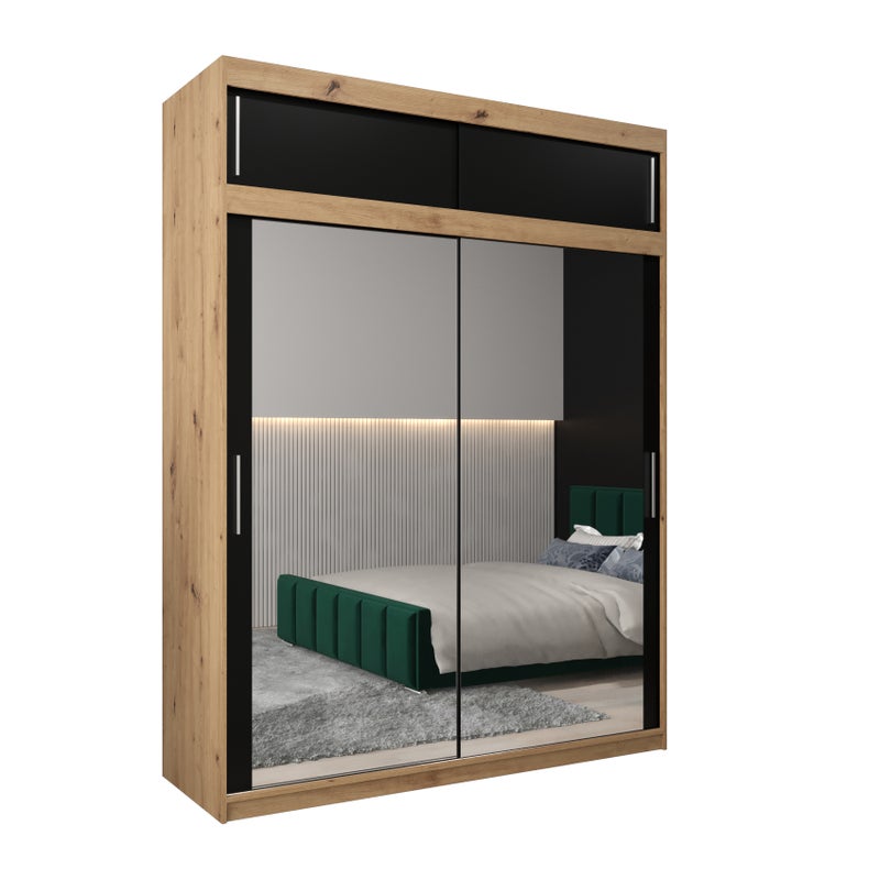 Szafa przesuwna z nadstawką garderoba TOKYO 3 180 x 62 x 240 cm Artisan + Czarny - Abiks Meble