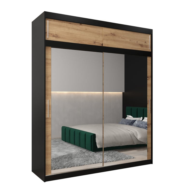 Szafa przesuwna z nadstawką garderoba TOKYO 3 200 x 62 x 240 cm Czarny + Artisan - Abiks Meble