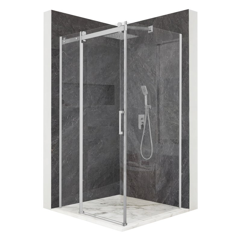 Kabina prysznicowa kwadratowa przesuwne srebrna 90x90cm szkło 8mm + powłoka