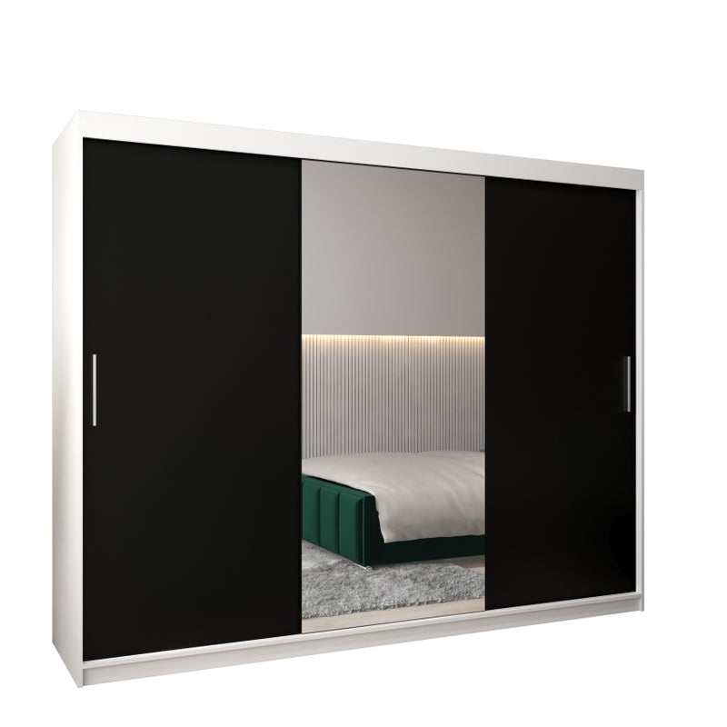 Szafa przesuwna garderoba TOKYO 1 250 x 62 x 200 cm Biały + Czarny - Abiks Meble