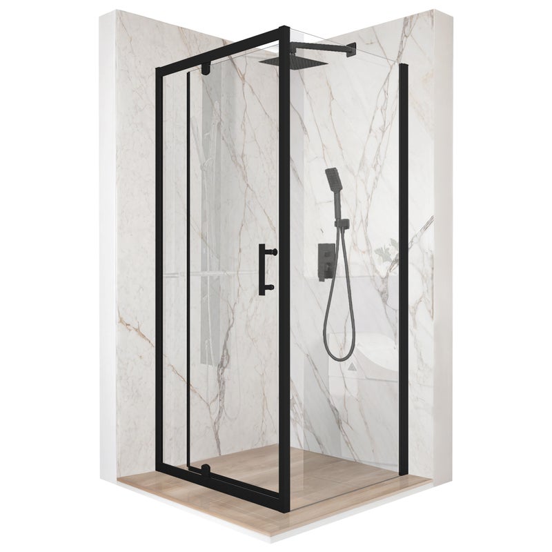 Kabina prysznicowa kwadratowa uchylne czarna 100x100cm szkło 6mm + powłoka