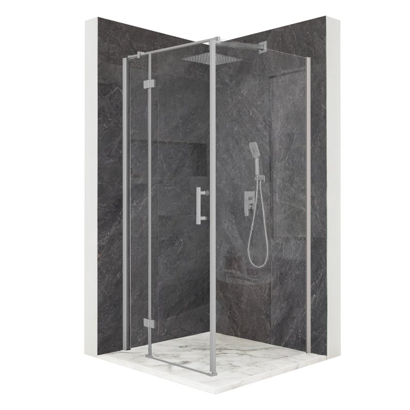 Kabina prysznicowa kwadratowa uchylne srebrna 90x90cm szkło 6mm + powłoka