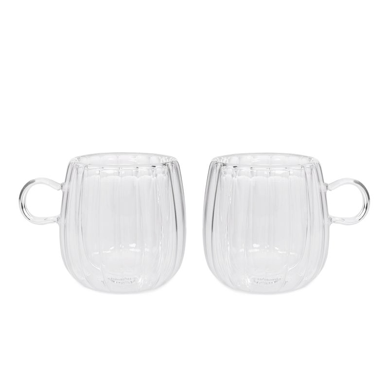 Zestaw szklanek CEMBRA GROOVE z podwójną ścianką i uchem 2 szt. 250ml HOMLA
