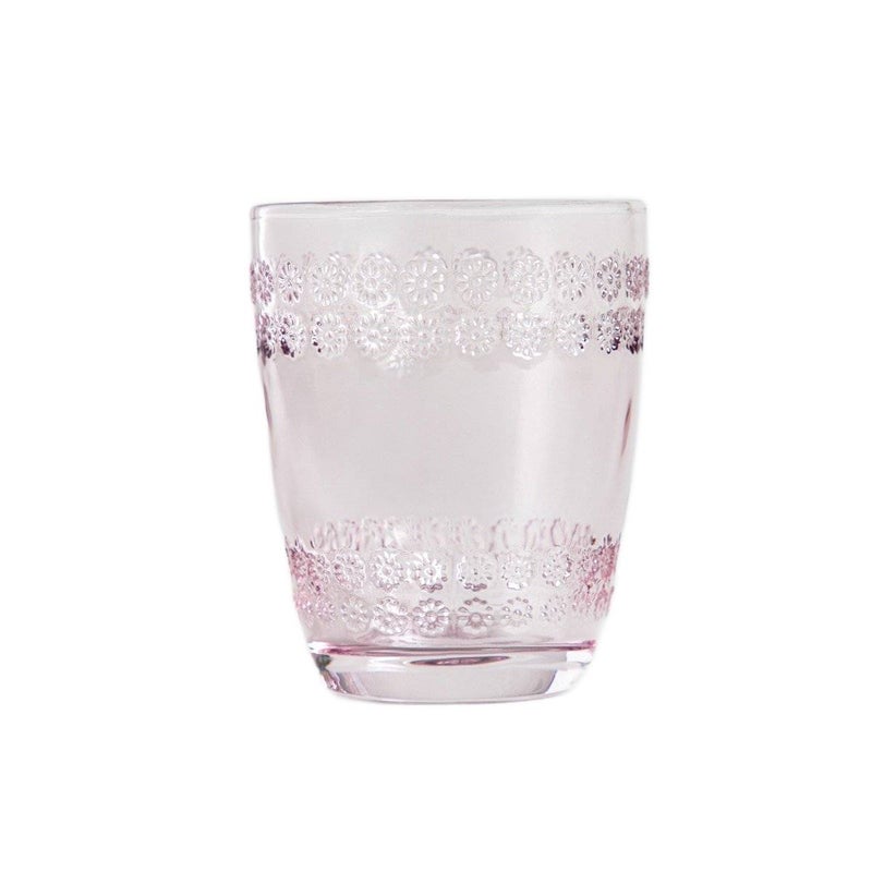 Szklanka ERBA różowa ze zdobieniami 0,27 l HOMLA
